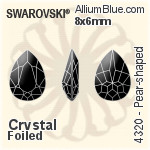 Swarovski Cabochon Drop Flat Back No-Hotfix (2308/4) 8x5mm - Crystal Pearls Effect With Platinum Foiling