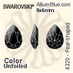 スワロフスキー Pear-shaped ファンシーストーン (4320) 8x6mm - カラー 裏面にホイル無し