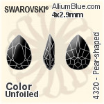 スワロフスキー Pear-shaped ファンシーストーン (4320) 4x2.9mm - カラー 裏面にホイル無し