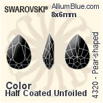 施華洛世奇 梨形 花式石 (4320) 10x7mm - 透明白色 白金水銀底