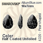 施华洛世奇 梨形 花式石 (4320) 8x6mm - 白色（半涂层） 无水银底