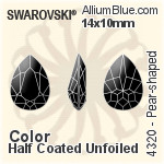 スワロフスキー Pear-shaped ファンシーストーン (4320) 14x10mm - カラー（ハーフ　コーティング） 裏面にホイル無し