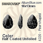 スワロフスキー Pear-shaped ファンシーストーン (4320) 18x13mm - カラー（ハーフ　コーティング） 裏面にホイル無し