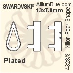 スワロフスキー XILION Pear Shapeファンシーストーン石座 (4328/S) 13x7.8mm - メッキ