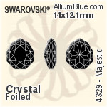 施華洛世奇 Majestic 花式石 (4329) 10x8.7mm - 白色（半塗層） 白金水銀底