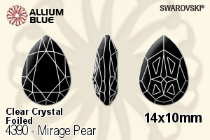 Swarovski Mirage Pear Fancy Stone (4390) 14x10mm - Clear Crystal With Platinum Foiling