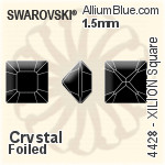 施华洛世奇XILION施亮正方形 花式石 (4428) 1.5mm - 颜色 白金水银底