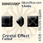 施華洛世奇XILION施亮正方形 花式石 (4428) 1.5mm - 透明白色 白金水銀底