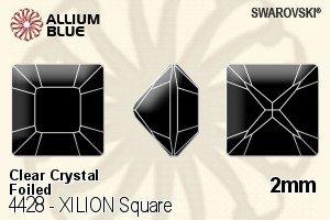 Swarovski XILION Square Fancy Stone (4428) 2mm - Clear Crystal With Platinum Foiling