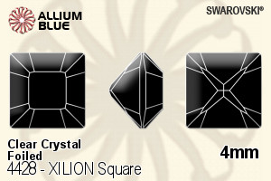 Swarovski XILION Square Fancy Stone (4428) 4mm - Clear Crystal With Platinum Foiling