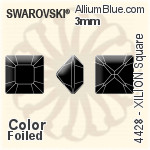 施華洛世奇XILION施亮正方形 花式石 (4428) 4mm - 白色（半塗層） 白金水銀底