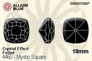 施華洛世奇 Mystic 正方形 花式石 (4460) 18mm - 白色（半塗層） 白金水銀底