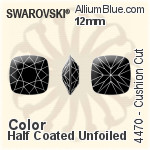 スワロフスキー Cushion カット ファンシーストーン (4470) 12mm - カラー（ハーフ　コーティング） 裏面にホイル無し