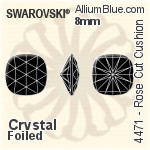 Swarovski Rose Cut Cushion Fancy Stone (4471) 8mm - Clear Crystal With Platinum Foiling