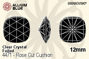 施華洛世奇 玫瑰式切割 Cushion 花式石 (4471) 12mm - 透明白色 白金水銀底