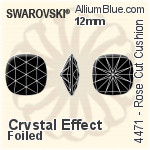 Swarovski Rose Cut Cushion Fancy Stone (4471) 12mm - Crystal Effect With Platinum Foiling