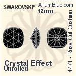 Swarovski Rose Cut Cushion Fancy Stone (4471) 12mm - Crystal Effect Unfoiled