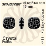 Swarovski Fantasy Cushion Fancy Stone (4483) 10mm - Crystal Effect With Platinum Foiling