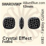 Swarovski Fantasy Cushion Fancy Stone (4483) 12mm - Crystal Effect With Platinum Foiling