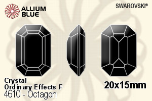 Swarovski Octagon Fancy Stone (4610) 20x15mm - Crystal (Ordinary Effects) With Platinum Foiling