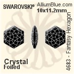 施华洛世奇 Fantasy Hexagon 花式石 (4683) 10x11.2mm - 白色（半涂层） 白金水银底