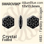 Swarovski Fantasy Hexagon Fancy Stone (4683) 14x15.8mm - Clear Crystal With Platinum Foiling