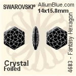 施华洛世奇 Fantasy Hexagon 花式石 (4683) 12x13.5mm - 颜色 白金水银底