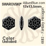 施华洛世奇 Fantasy Hexagon 花式石 (4683) 14x15.8mm - 白色（半涂层） 白金水银底
