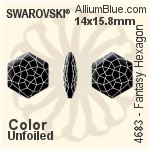 スワロフスキー Fantasy Hexagon ファンシーストーン (4683) 14x15.8mm - カラー 裏面にホイル無し