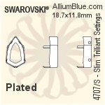 スワロフスキー Slim Trilliantファンシーストーン石座 (4707/S) 18.7x11.8mm - メッキ