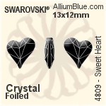 Swarovski Sweet Heart Fancy Stone (4809) 13x12mm - Clear Crystal With Platinum Foiling
