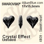 スワロフスキー Sweet Heart ファンシーストーン (4809) 17x15.5mm - カラー 裏面プラチナフォイル