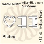 スワロフスキー Antique Heartファンシーストーン石座 (4831/S) 5.5x5mm - メッキ