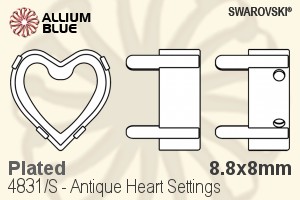 Swarovski Antique Heart Settings (4831/S) 8.8x8mm - Plated
