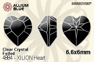 Swarovski XILION Heart Fancy Stone (4884) 6.6x6mm - Clear Crystal With Platinum Foiling