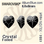 スワロフスキー XILION Heart ファンシーストーン (4884) 8.8x8mm - クリスタル 裏面プラチナフォイル