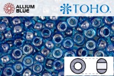 TOHO Round Seed Beads (RR8-1074) 8/0 Round Medium - Inside Color Crystal/Deep Blue