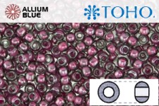 TOHO ラウンド Seed ビーズ (RR8-1075) 8/0 ラウンド Medium - Inside-カラー Crystal/Berry Wine-Lined
