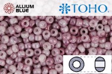 TOHO Round Seed Beads (RR8-1200) 8/0 Round Medium - Marbled Opaque White/Pink