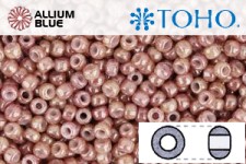 TOHO Round Seed Beads (RR8-1201) 8/0 Round Medium - Marbled Opaque Beige/Pink