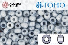 TOHO ラウンド Seed ビーズ (RR11-1205) 11/0 ラウンド - Marbled Opaque White/Blue