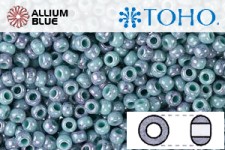 TOHO Round Seed Beads (RR11-1206) 11/0 Round - Marbled Opaque Turquoise/Amethyst