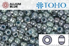 TOHO ラウンド Seed ビーズ (RR8-1208) 8/0 ラウンド Medium - Marbled Opaque Turquoise/Luster - Transparent Blue