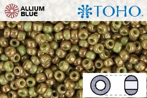 TOHO Round Seed Beads (RR8-1209) 8/0 Round Medium - Marbled Opaque Avocado/Pink