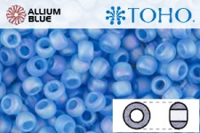 TOHO Round Seed Beads (RR6-163BF) 6/0 Round Large - Transparent-Rainbow Frosted Dk Aquamarine