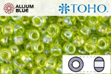 TOHO Round Seed Beads (RR3-164) 3/0 Round Extra Large - Transparent-Rainbow Lime Green