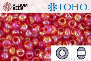 TOHO Round Seed Beads (RR8-165) 8/0 Round Medium - Transparent-Rainbow Lt Siam Ruby
