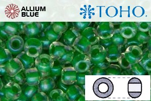 TOHO Round Seed Beads (RR8-187) 8/0 Round Medium - Inside-Color Crystal/Shamrock-Lined