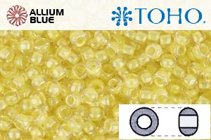 TOHO ラウンド Seed ビーズ (RR6-192) 6/0 ラウンド Large - Inside-カラー Crystal/Yellow-Lined