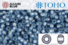 TOHO Round Seed Beads (RR8-2102) 8/0 Round Medium - Silver-Lined Milky Montana Blue